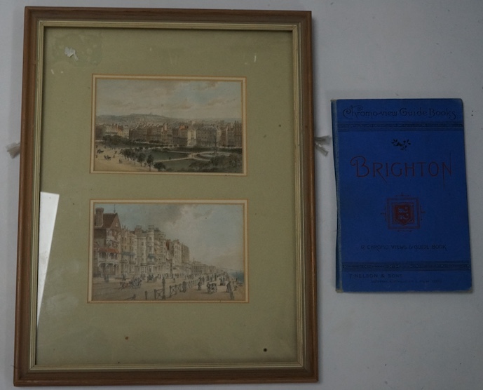 Ramage, John - two original pencil and watercolour views of Brighton; Marine Parade and The Steyne for Nelson & Sons - Chromo-view Guide Book, Brighton, with a copy of the booklet.